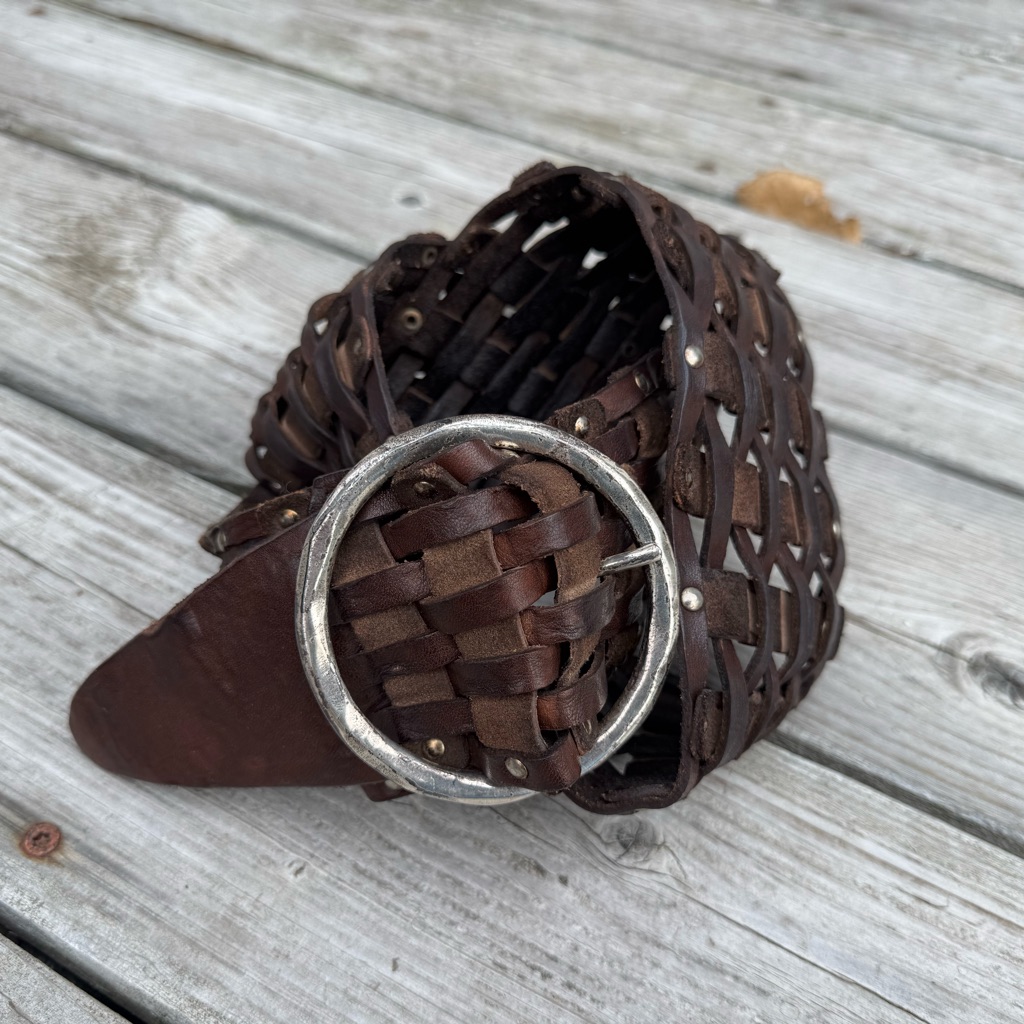 Streets Ahead Leather And Suede Brown Woven Belt